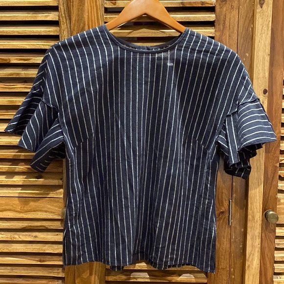 Derek Lam 10 Crosby Black Pinstriped Top - Size S - Picture 2 of 9